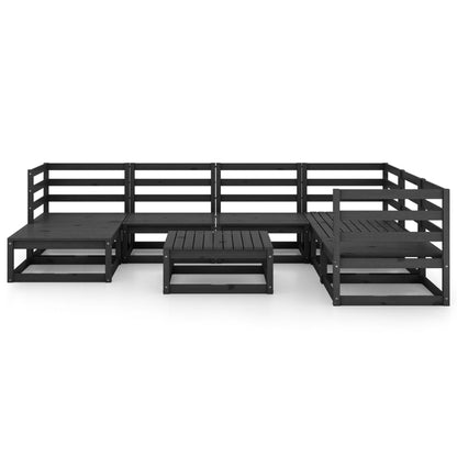 vidaXL 8-tlg. Garten-Lounge-Set Schwarz Massivholz Kiefer