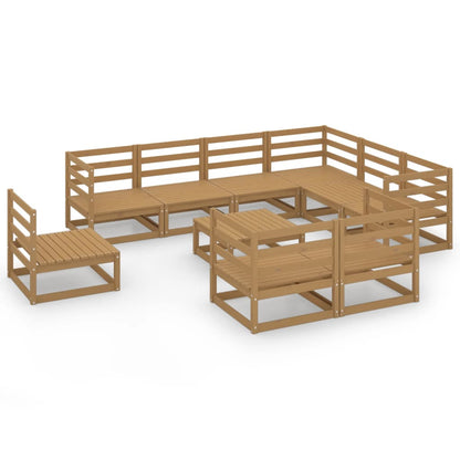 vidaXL 10-tlg. Garten-Lounge-Set Honigbraun Massivholz Kiefer