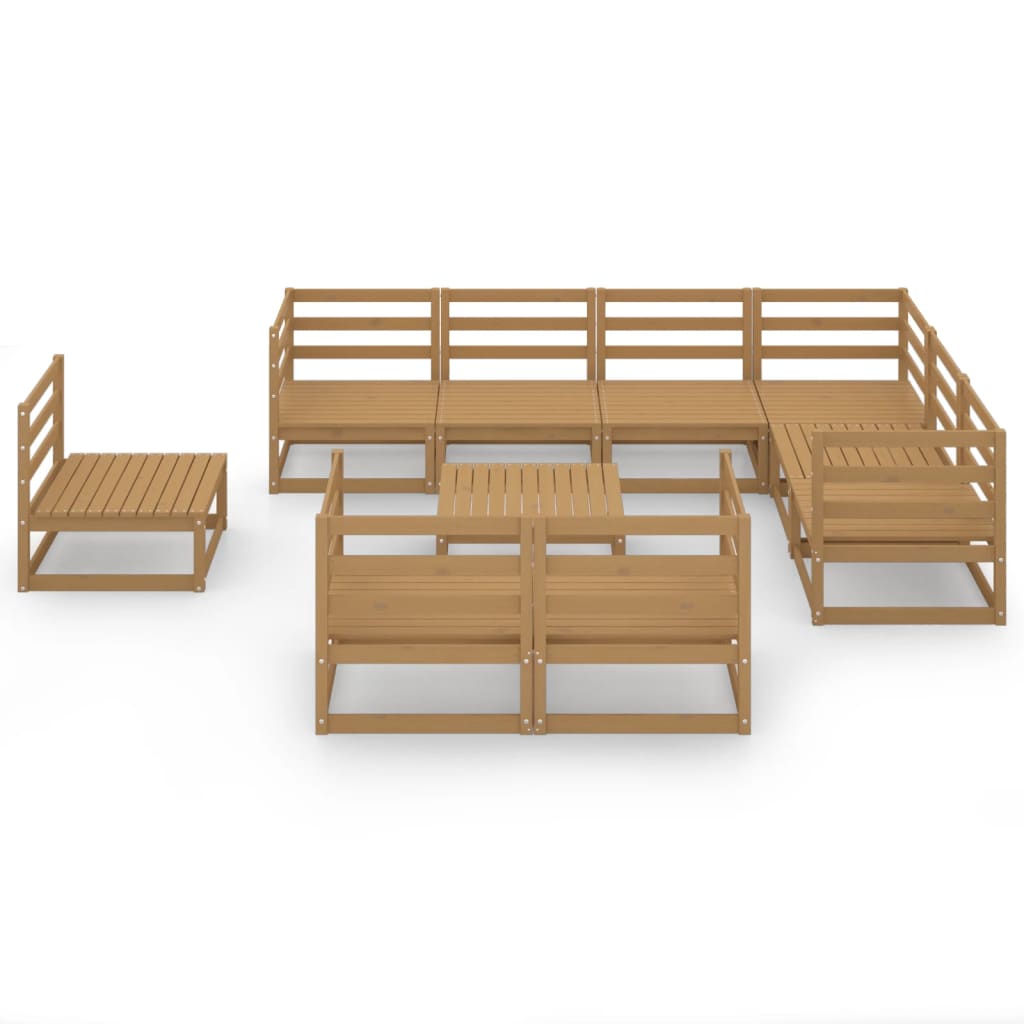 vidaXL 10-tlg. Garten-Lounge-Set Honigbraun Massivholz Kiefer