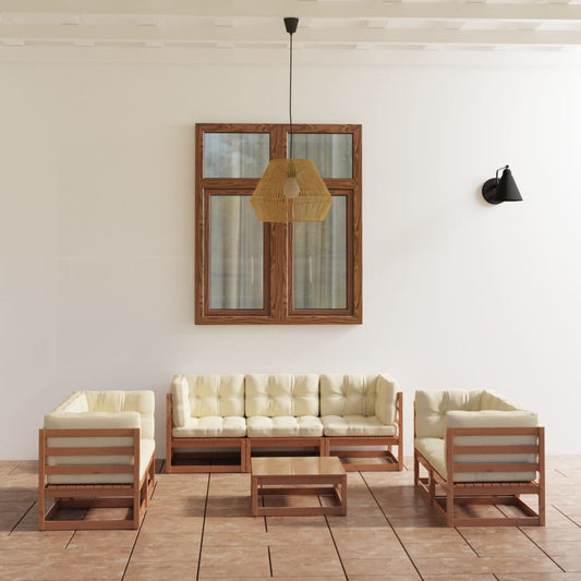 vidaXL 8-tlg. Garten-Lounge-Set mit Kissen Kiefer Massivholz