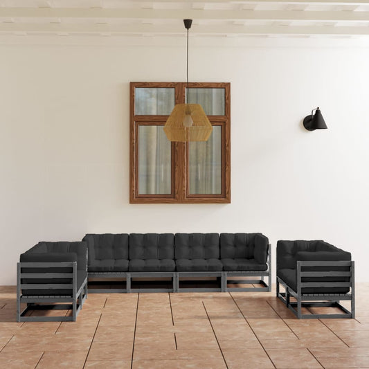 vidaXL 8-tlg. Garten-Lounge-Set mit Kissen Kiefer Massivholz