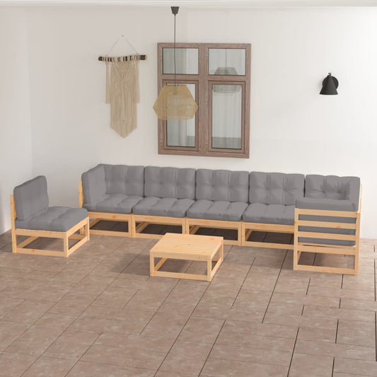 vidaXL 8-tlg. Garten-Lounge-Set mit Kissen Massivholz Kiefer