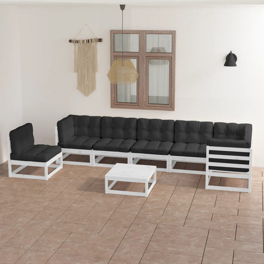 vidaXL 8-tlg. Garten-Lounge-Set mit Kissen Massivholz Kiefer