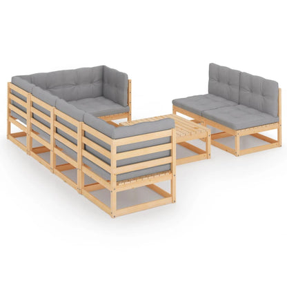vidaXL 8-tlg. Garten-Lounge-Set mit Kissen Massivholz Kiefer