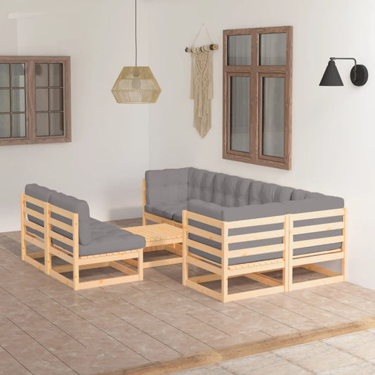 vidaXL 8-tlg. Garten-Lounge-Set mit Kissen Massivholz Kiefer