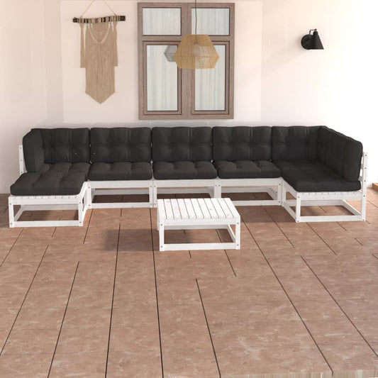 vidaXL 8-tlg. Garten-Lounge-Set mit Kissen Massivholz Kiefer