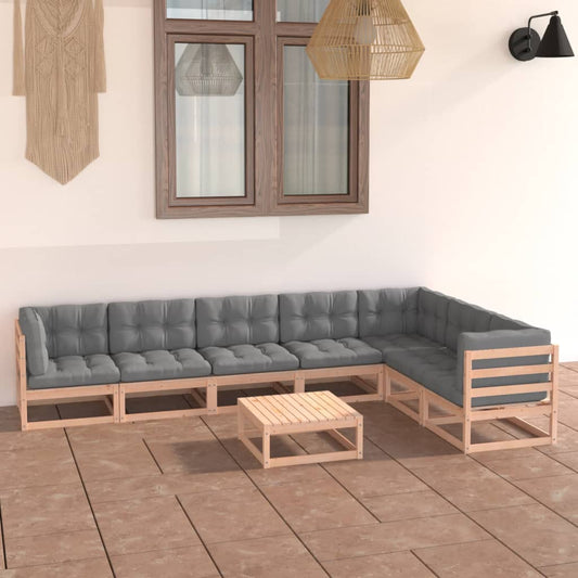vidaXL 8-tlg. Garten-Lounge-Set mit Kissen Massivholz Kiefer