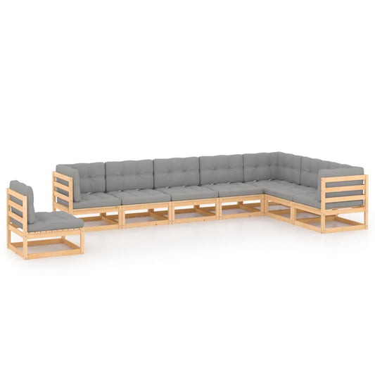 vidaXL 8-tlg. Garten-Lounge-Set mit Kissen Massivholz Kiefer