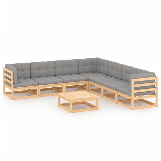 vidaXL 8-tlg. Garten-Lounge-Set mit Kissen Massivholz Kiefer
