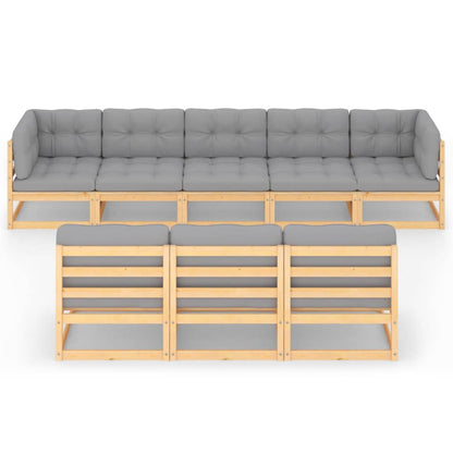 vidaXL 8-tlg. Garten-Lounge-Set mit Kissen Massivholz Kiefer