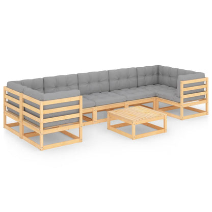 vidaXL 8-tlg. Garten-Lounge-Set mit Kissen Massivholz Kiefer