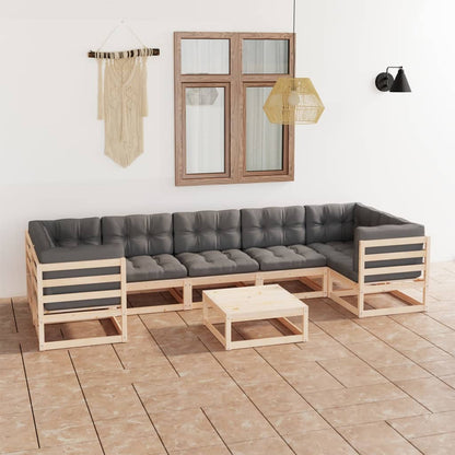 vidaXL 8-tlg. Garten-Lounge-Set mit Kissen Massivholz Kiefer