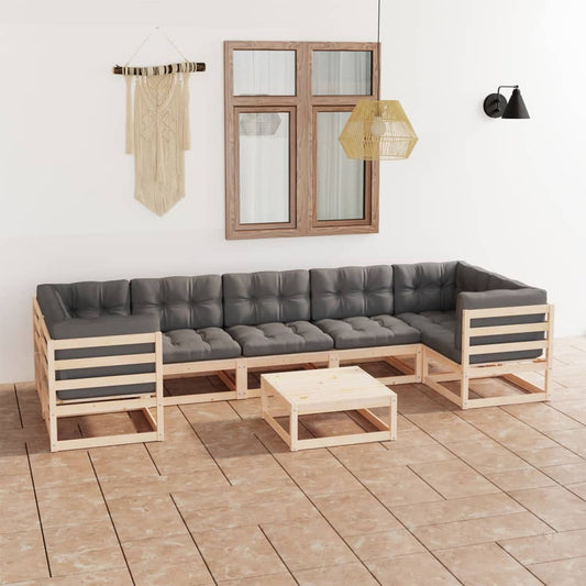 vidaXL 8-tlg. Garten-Lounge-Set mit Kissen Massivholz Kiefer