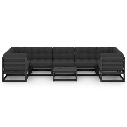 vidaXL 8-tlg. Garten-Lounge-Set mit Kissen Schwarz Massivholz Kiefer
