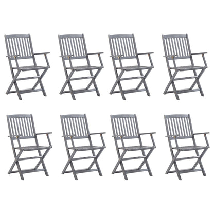 vidaXL Klappbare Gartenstühle 8 Stk. mit Kissen Massivholz Akazie