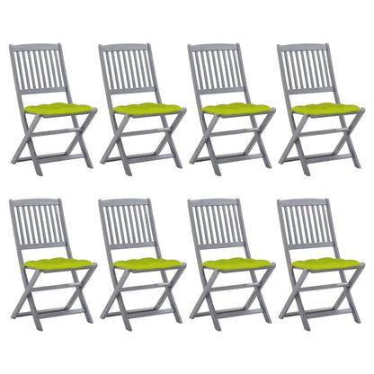 vidaXL Klappbare Gartenstühle 8 Stk. mit Kissen Massivholz Akazie