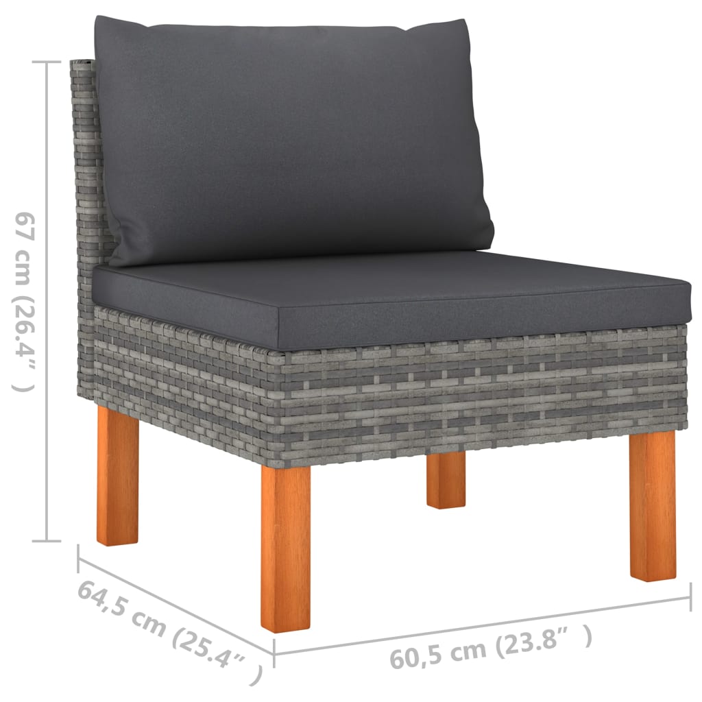 vidaXL 8-tlg. Garten-Lounge-Set Poly Rattan und Eukalyptusholz Grau