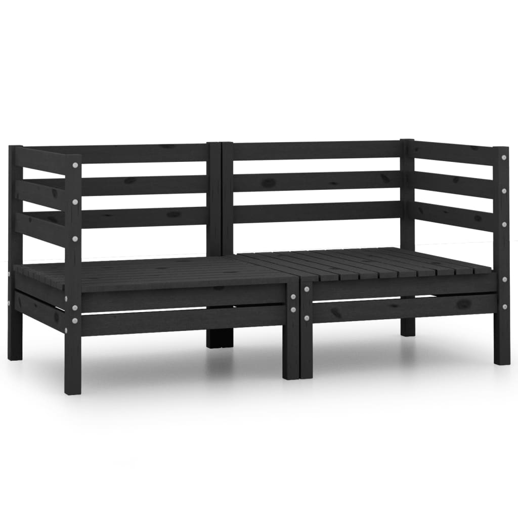 vidaXL 2-Sitzer-Gartensofa Schwarz Kiefer Massivholz