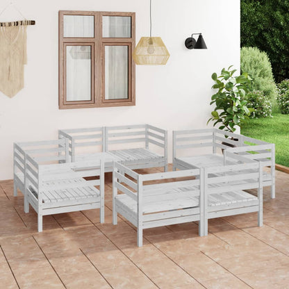 vidaXL 8-tlg. Garten-Lounge-Set Weiß Kiefer Massivholz