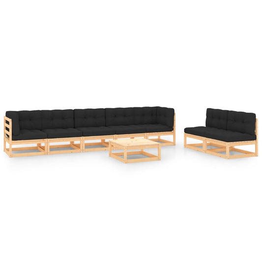 vidaXL 8-tlg. Garten-Lounge-Set mit Kissen Massivholz Kiefer