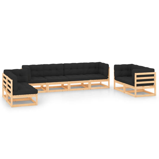 vidaXL 8-tlg. Garten-Lounge-Set mit Kissen Massivholz Kiefer