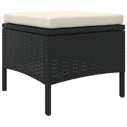 vidaXL Gartensofa 2-Sitzer mit Tisch und Hockern Schwarz Poly Rattan