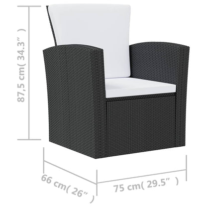 vidaXL 8-tlg. Garten-Lounge-Set mit Kissen Poly Rattan Schwarz