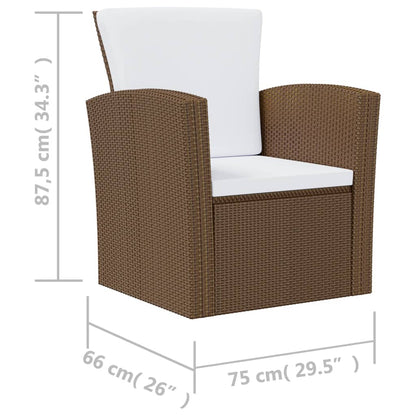 vidaXL 8-tlg. Garten-Lounge-Set mit Kissen Poly Rattan Braun