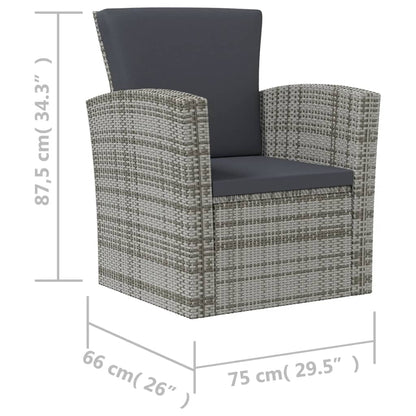 vidaXL 8-tlg. Garten-Lounge-Set mit Kissen Poly Rattan Grau