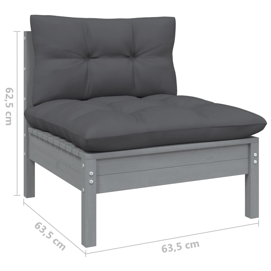 vidaXL 2-Sitzer-Gartensofa mit Anthrazit Kissen Massivholz Kiefer