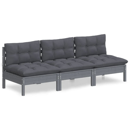 vidaXL 3-Sitzer-Gartensofa mit Anthrazit Kissen Massivholz Kiefer