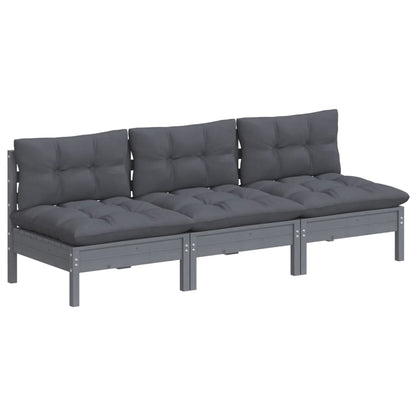 vidaXL 3-Sitzer-Gartensofa mit Anthrazit Kissen Massivholz Kiefer