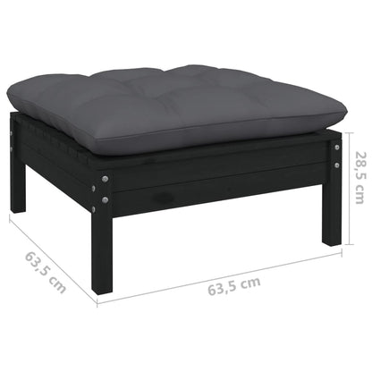 vidaXL 8-tlg. Garten-Lounge-Set mit Kissen Schwarz Kiefernholz
