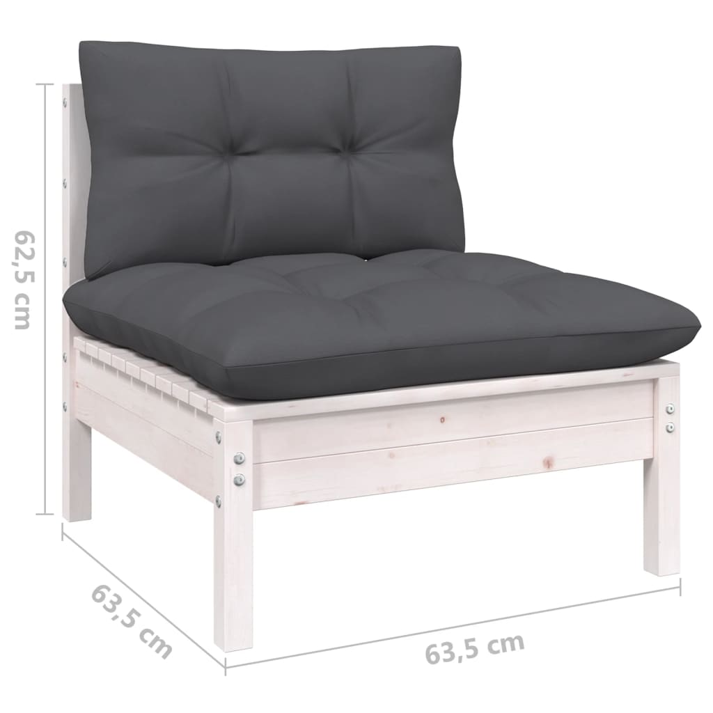 vidaXL 8-tlg. Garten-Lounge-Set mit Kissen Weiß Kiefernholz