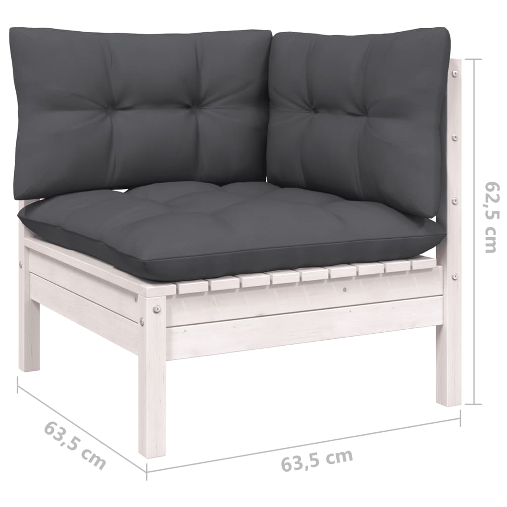 vidaXL 8-tlg. Garten-Lounge-Set mit Kissen Weiß Kiefer Massivholz