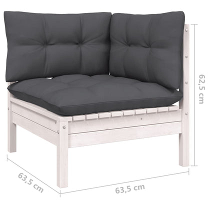 vidaXL 8-tlg. Garten-Lounge-Set mit Kissen Weiß Kiefer Massivholz