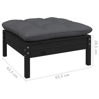 vidaXL 8-tlg. Garten-Lounge-Set mit Kissen Schwarz Massivholz Kiefer