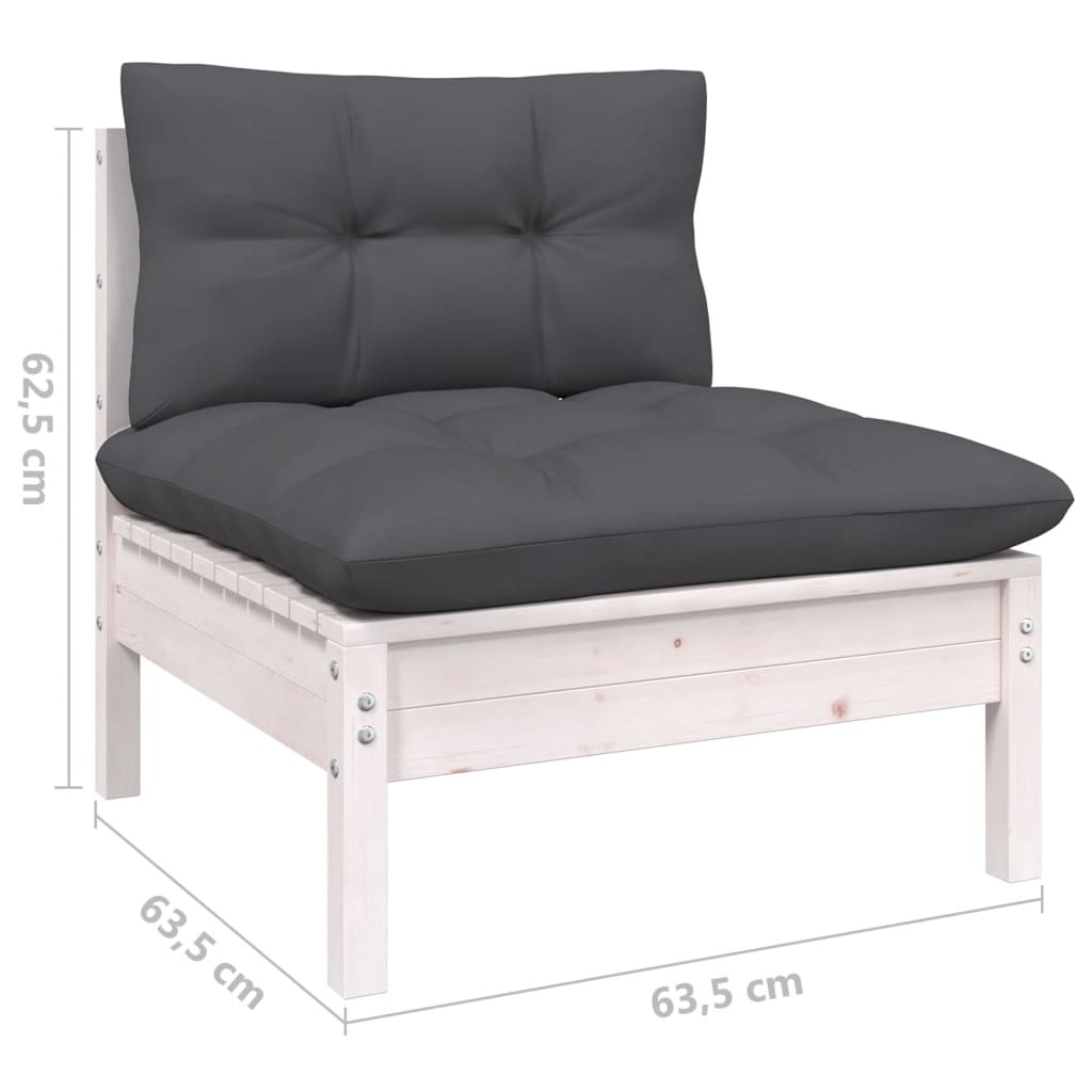 vidaXL 8-tlg. Garten-Lounge-Set mit Kissen Weiß Kiefer Massivholz