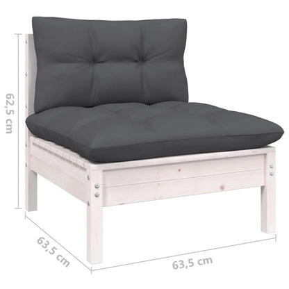 vidaXL 8-tlg. Garten-Lounge-Set mit Kissen Weiß Kiefer Massivholz
