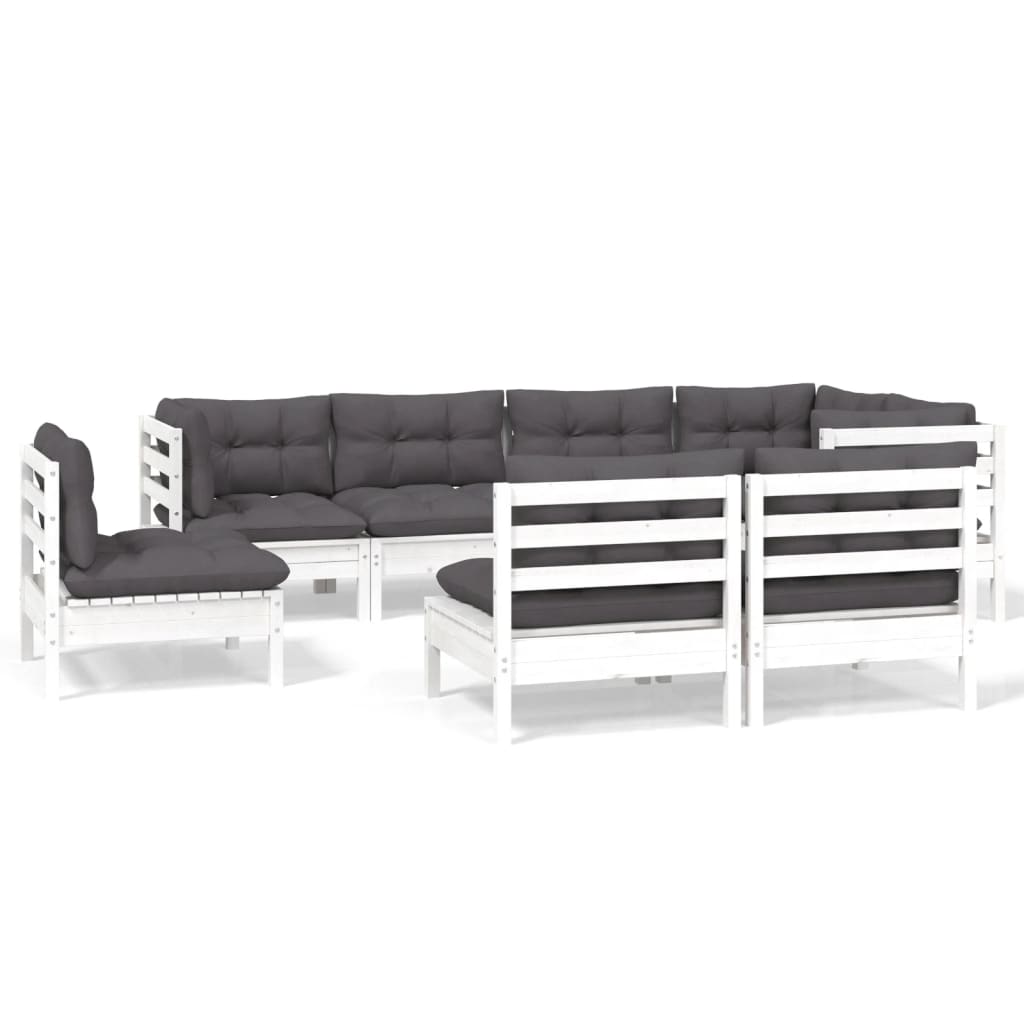 vidaXL 8-tlg. Garten-Lounge-Set mit Kissen Weiß Kiefer Massivholz