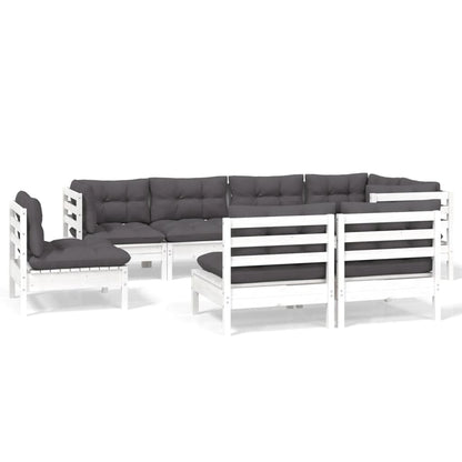 vidaXL 8-tlg. Garten-Lounge-Set mit Kissen Weiß Kiefer Massivholz