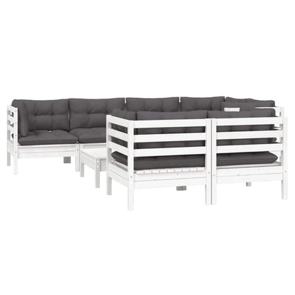vidaXL 8-tlg. Garten-Lounge-Set mit Kissen Weiß Kiefer Massivholz