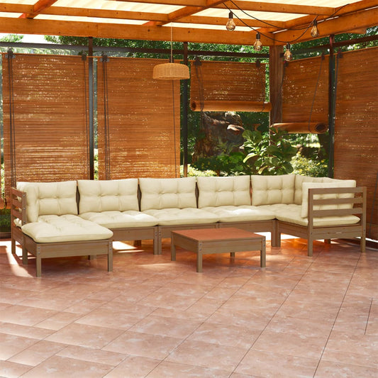 vidaXL 8-tlg. Garten-Lounge-Set mit Kissen Honigbraun Kiefernholz