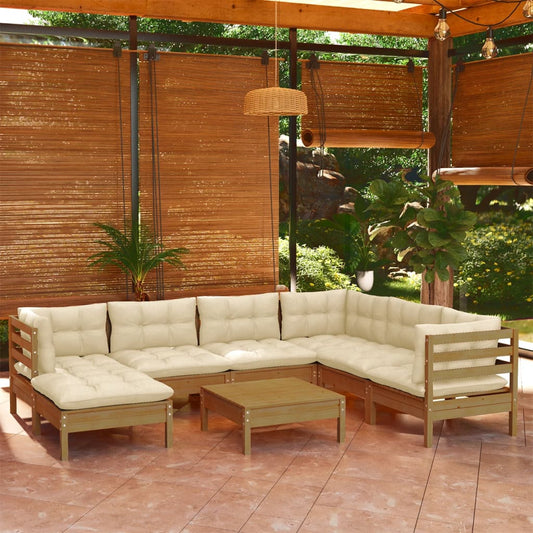 vidaXL 8-tlg. Garten-Lounge-Set mit Kissen Honigbraun Kiefernholz