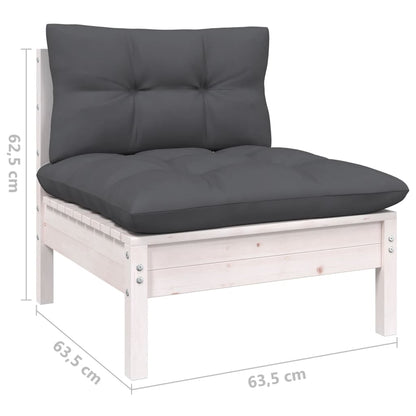 vidaXL 8-tlg. Garten-Lounge-Set mit Kissen Weiß Kiefer Massivholz
