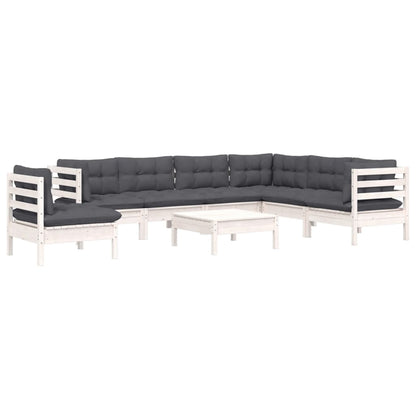 vidaXL 8-tlg. Garten-Lounge-Set mit Kissen Weiß Kiefer Massivholz