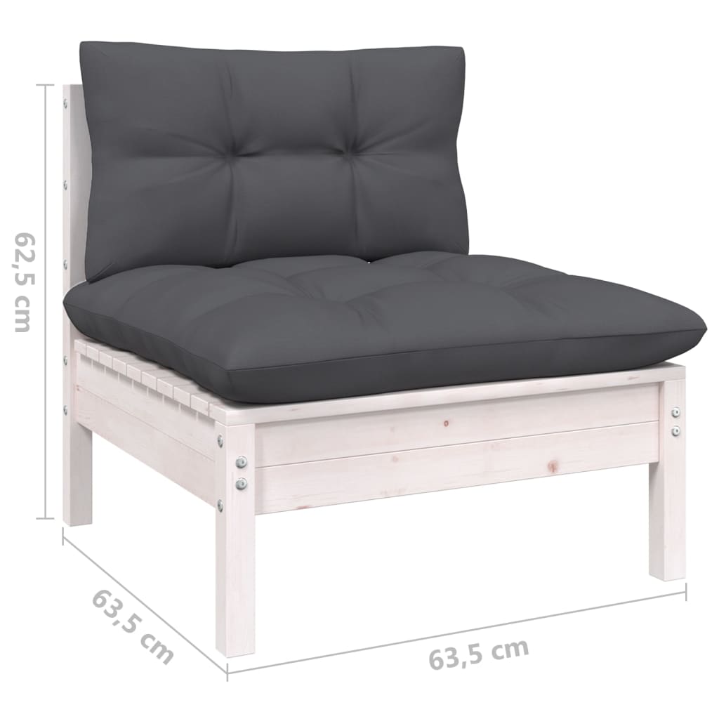 vidaXL 8-tlg. Garten-Lounge-Set mit Kissen Weiß Kiefernholz