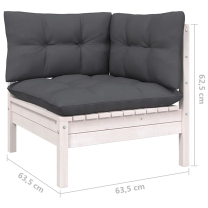 vidaXL 8-tlg. Garten-Lounge-Set mit Kissen Weiß Kiefer Massivholz