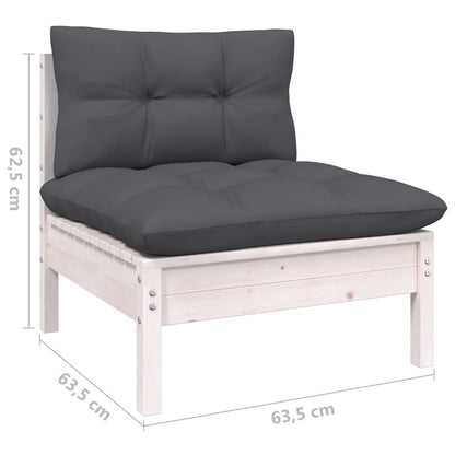vidaXL 8-tlg. Garten-Lounge-Set mit Kissen Weiß Kiefernholz