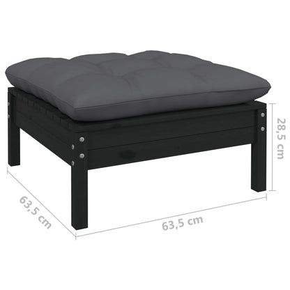 vidaXL 8-tlg. Garten-Lounge-Set mit Kissen Schwarz Kiefernholz